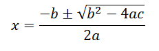 Formula to calculate quadratic equation