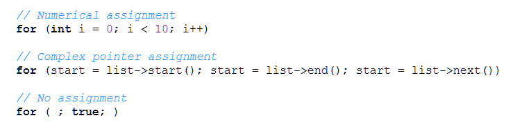 initialization of for loop in c++